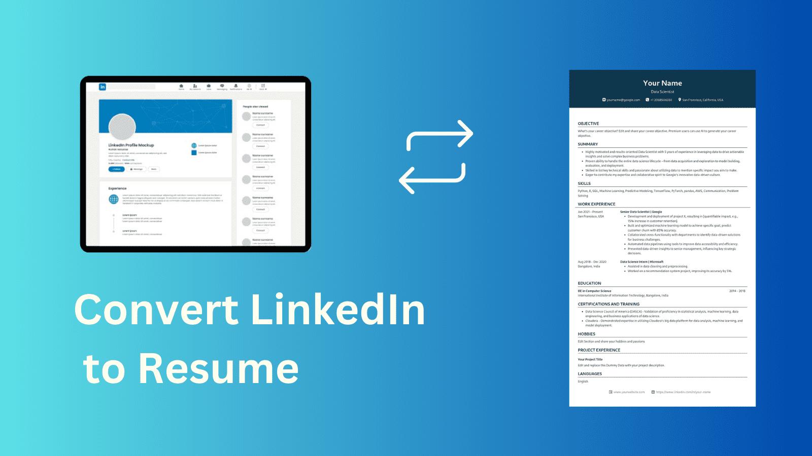 Convert LinkedIn to Resume