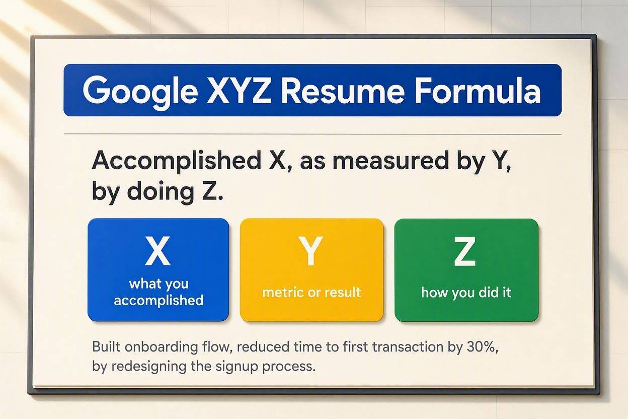 The Google XYZ resume bullet point formula breakdown