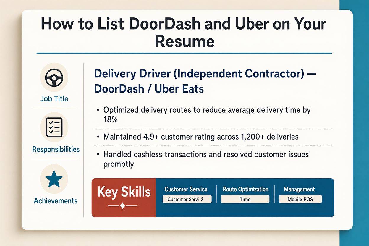 How to list DoorDash Uber and gig work on a resume professionally